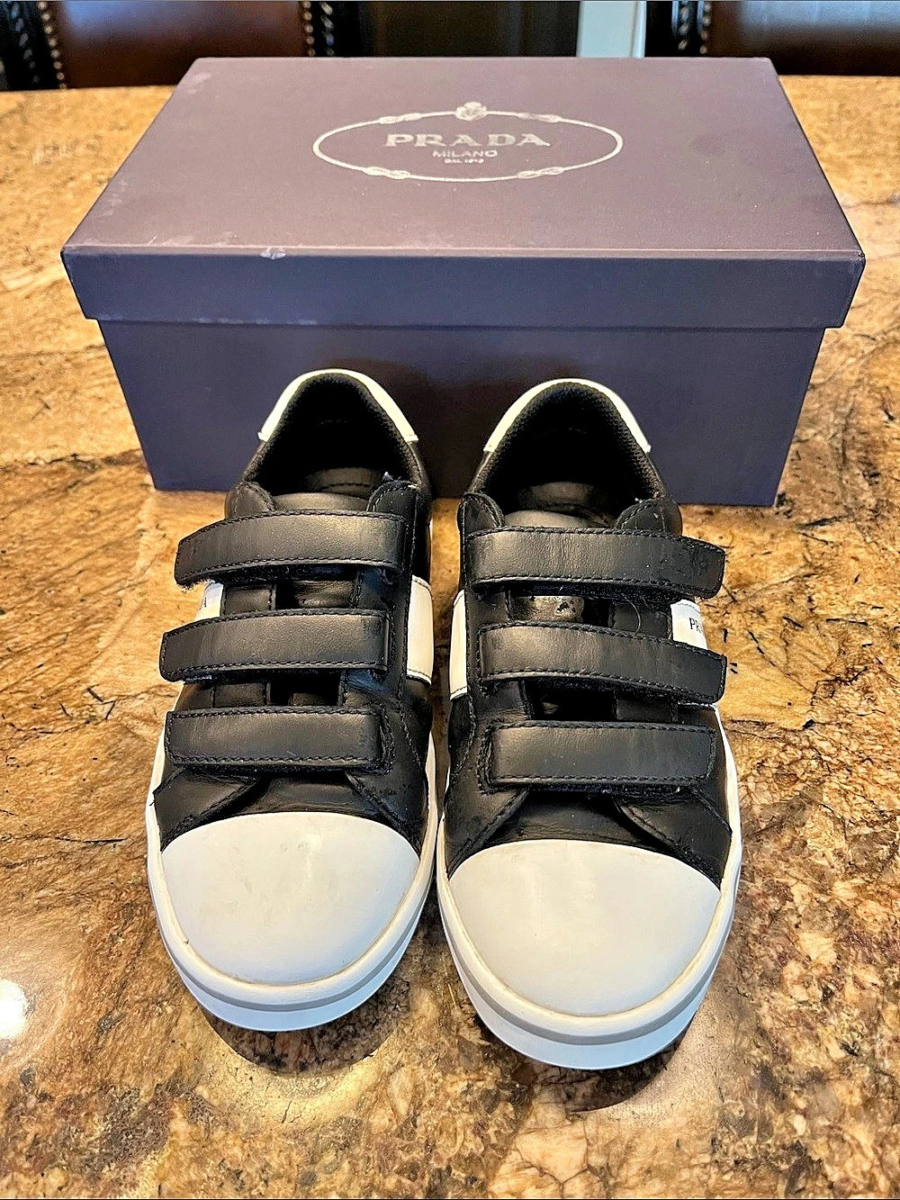 Prada Black & White Velcro Sneakers